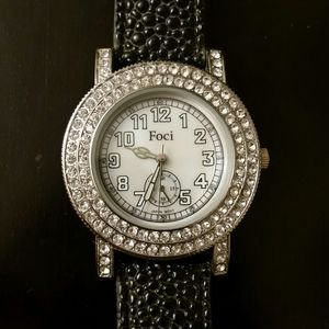 Foci Black Leather Watch